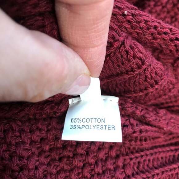 Maroon Mock Turtleneck Loose Knit Sweater Womens Size XL Long Sleeve Cozy NEW - Picture 6 of 9